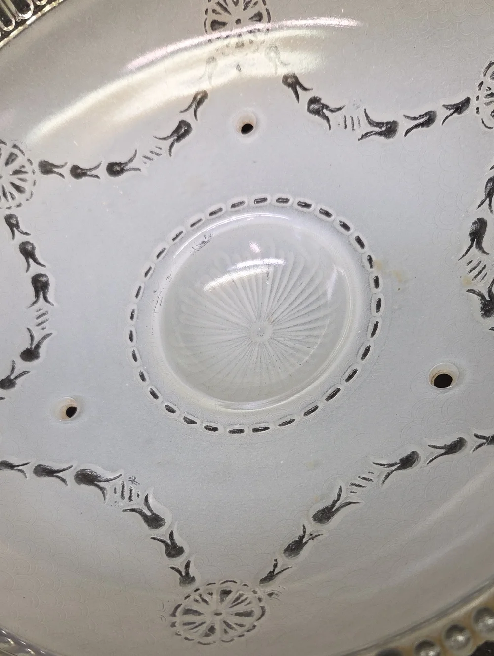 Vintage Art Deco or MCM Glass Ceiling Cover Light Shade